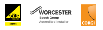Corgi, Gas Safe Register and Worcester Bosch Group Accredited Installer Logos